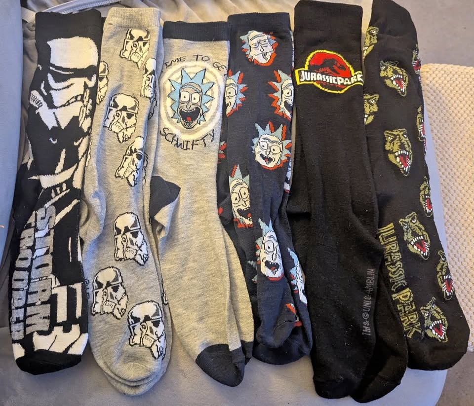Sci Fi Socks (Jurassic Park, Star Wars, Rick & Morty)