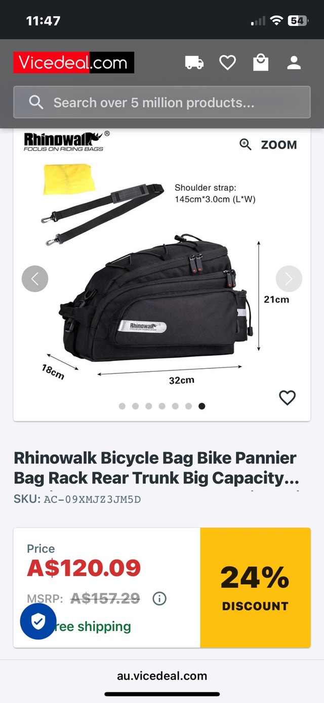 Rhinowalk Waterproof Bike Bag Rear Rack - photo 4