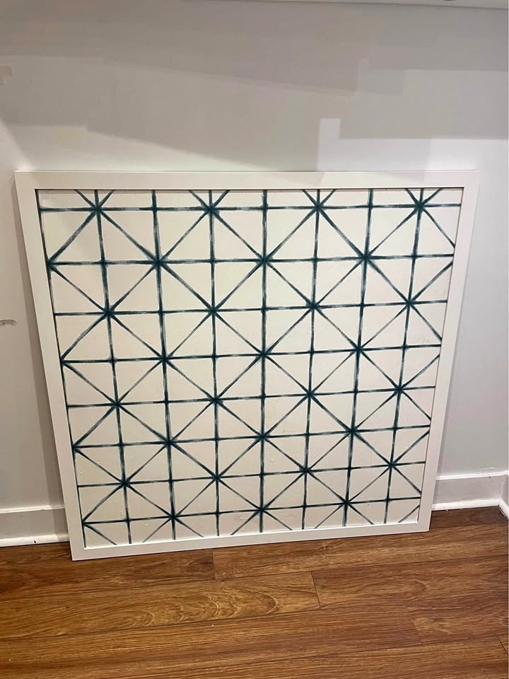 Large custom cork board with white frame
