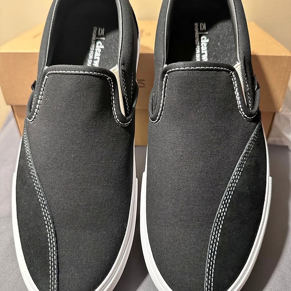 Clearweather DODDS Black Canvas Low Top Slip-On Shoes size 9.5 M
