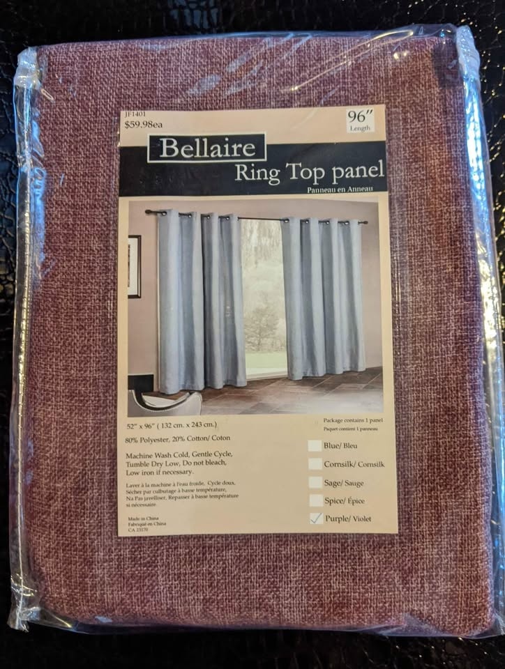 Violet Curtains, Linen Look Finish