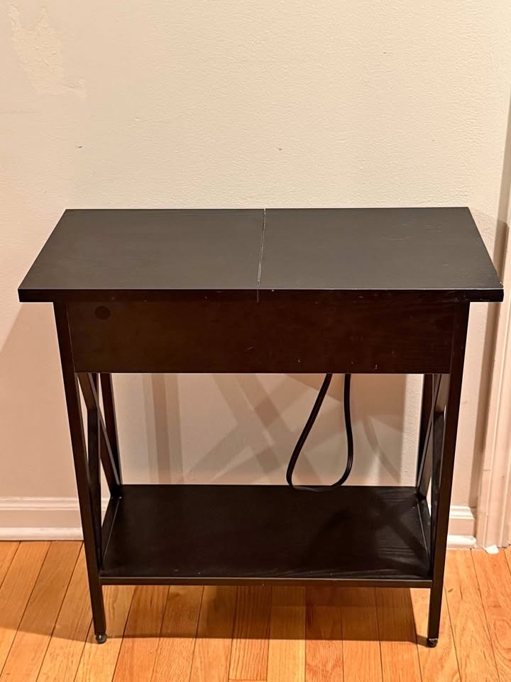 Narrow Flip Top End Table with Charging Station