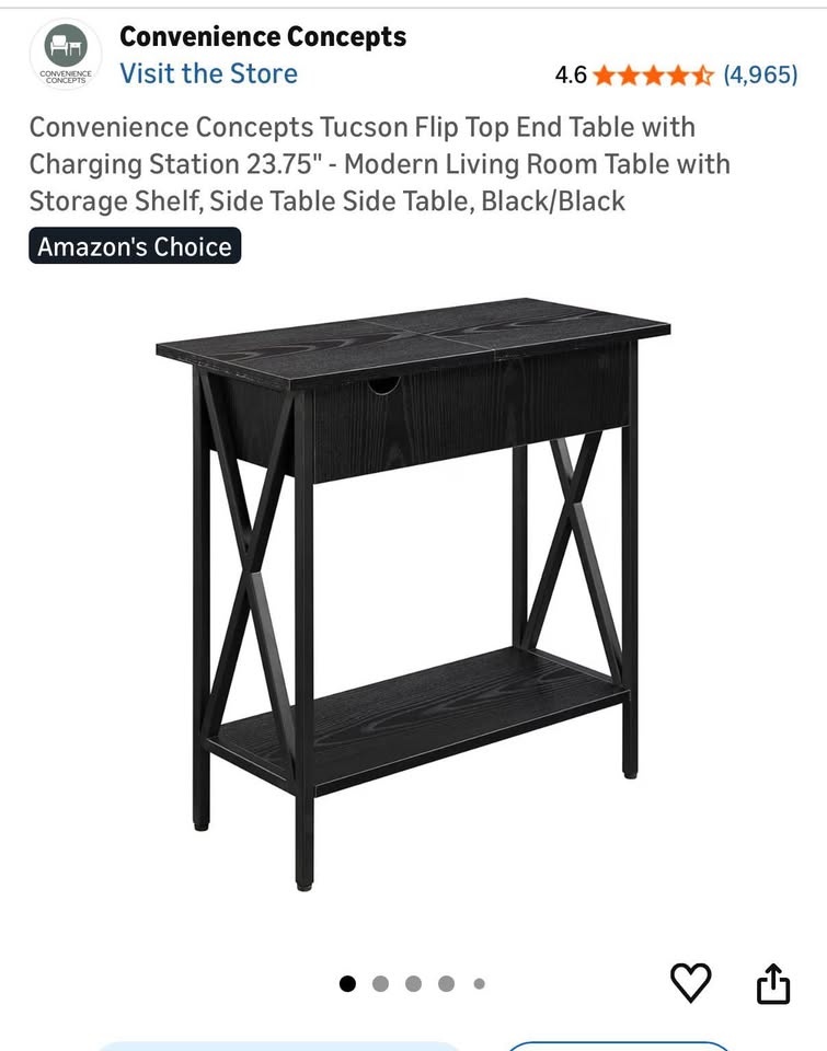 Narrow Flip Top End Table with Charging Station - photo 3