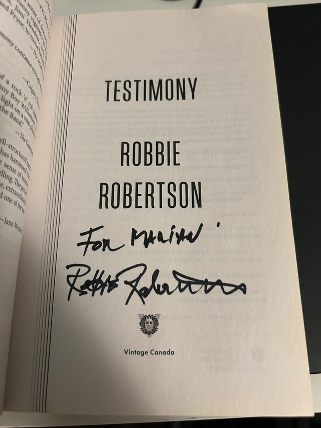 Testimony-Robbie Roberson-Hand Signed Paperback Book - photo 2