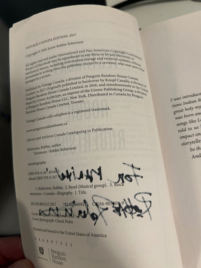 Testimony-Robbie Roberson-Hand Signed Paperback Book - photo 3