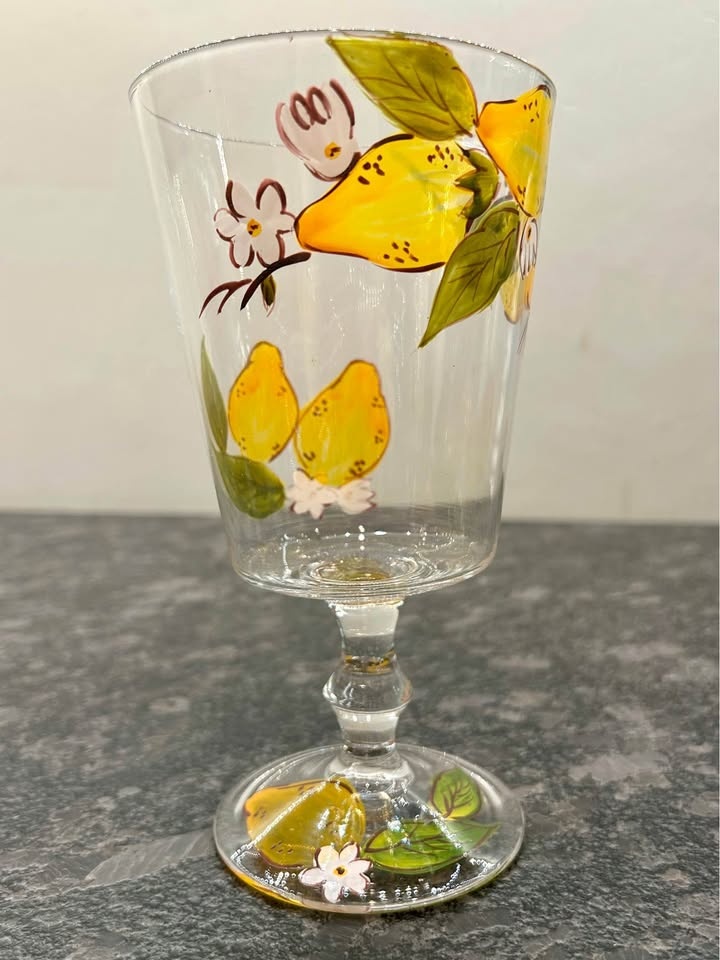 Three vintage hand-painted wine goblets - photo 2