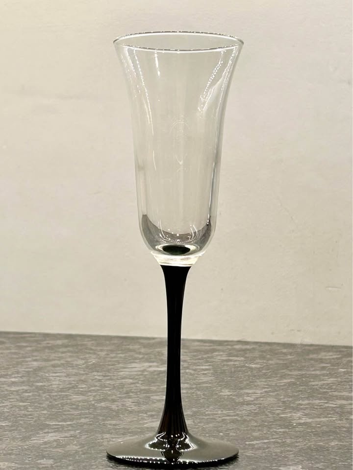 Vintage Luminarc France Champagne wine glass flute black stem $1 - photo 2