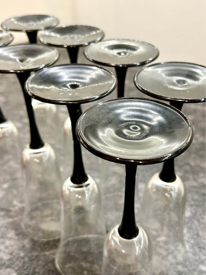 Vintage Luminarc France Champagne wine glass flute black stem $1 - photo 5