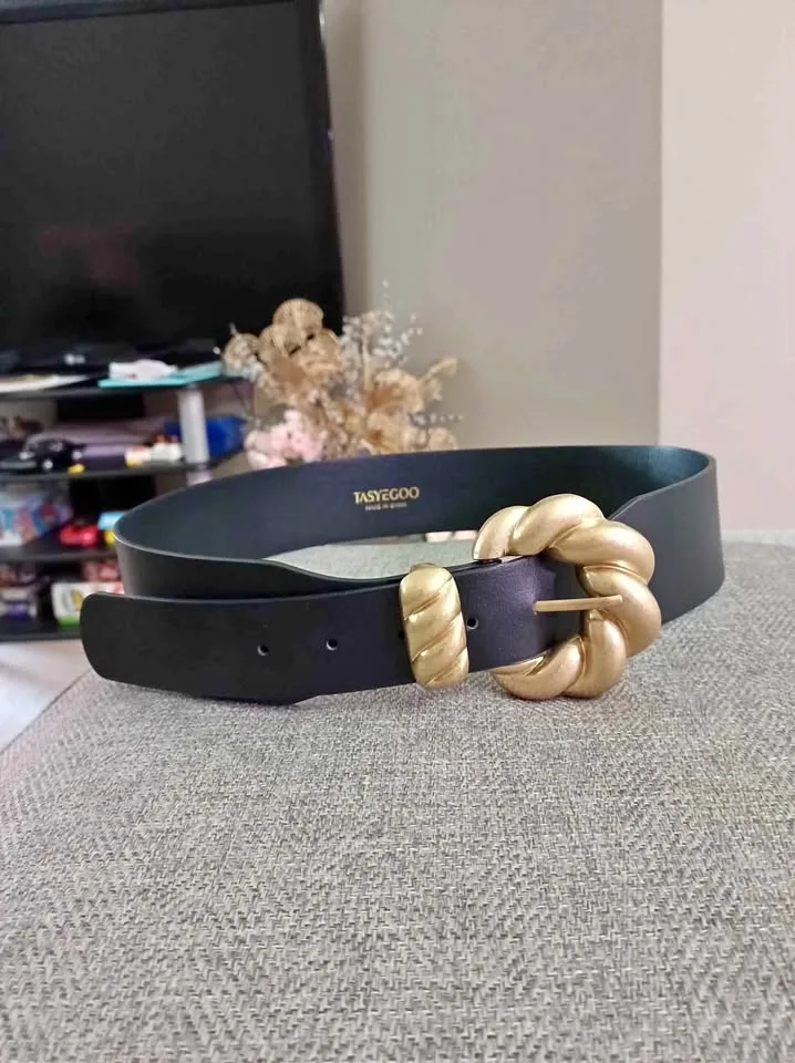 WOMEN TWISTED BUCKLE BELT BLACK / NEW thumbnail