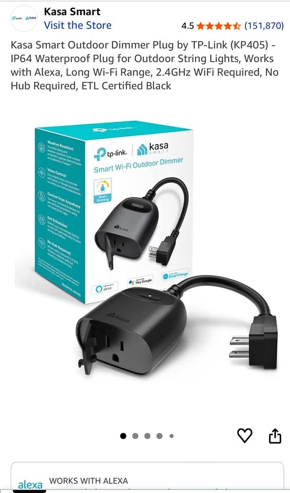 Kasa Smart Outdoor Dimmer Plug by TP-Link (KP405)