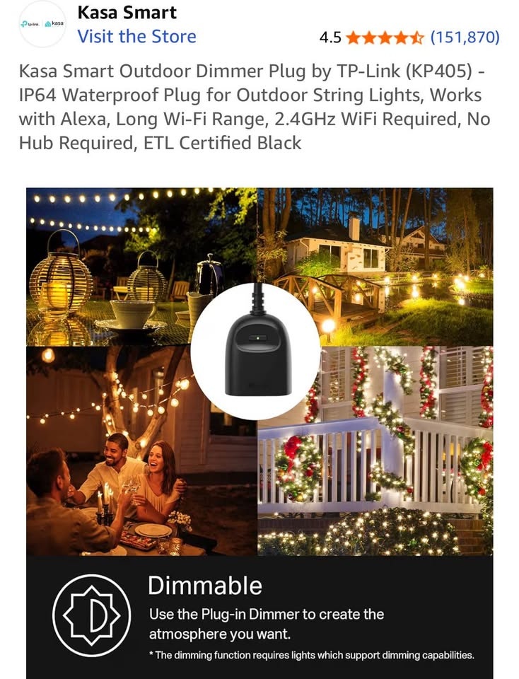 Kasa Smart Outdoor Dimmer Plug by TP-Link (KP405) - photo 3