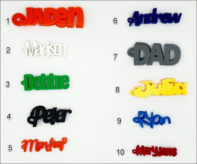 Custom 3D printed name keychain - photo 2
