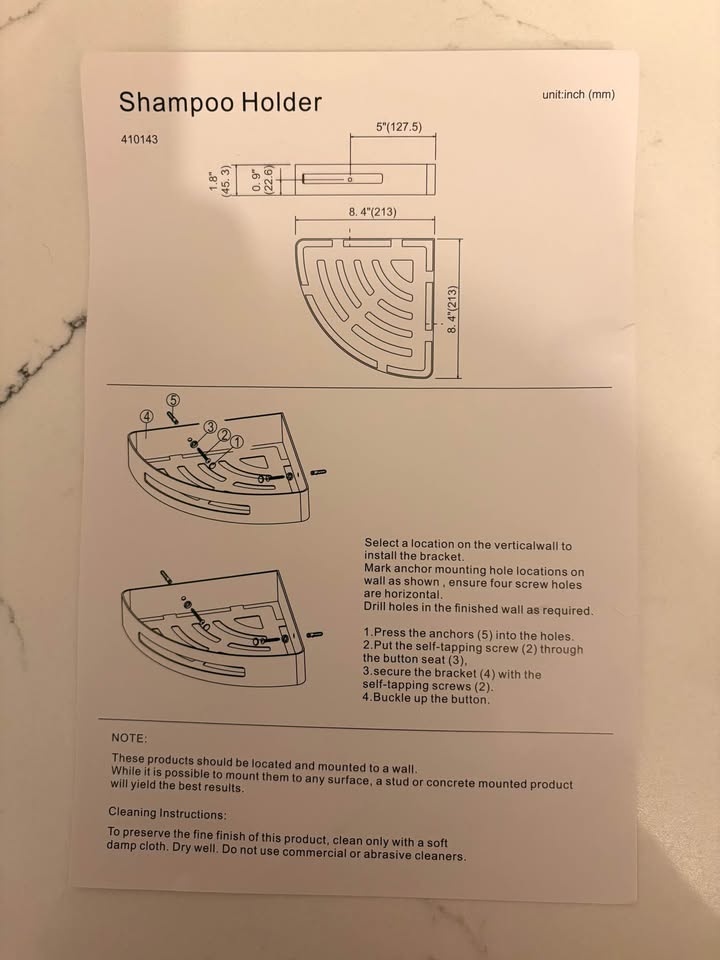 Stainless Steel Corner Shower Shelf – Set of 2 (Unused) - photo 5