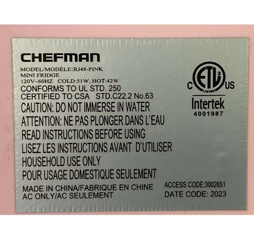 Chefman RJ48 Pink Mini Fridge - Cools & Heats - photo 3