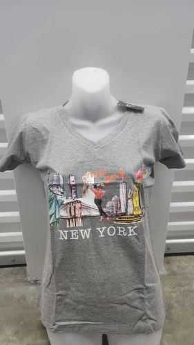Women's v-neck short sleeve Light Gray t-shirt, size S with New - photo 2