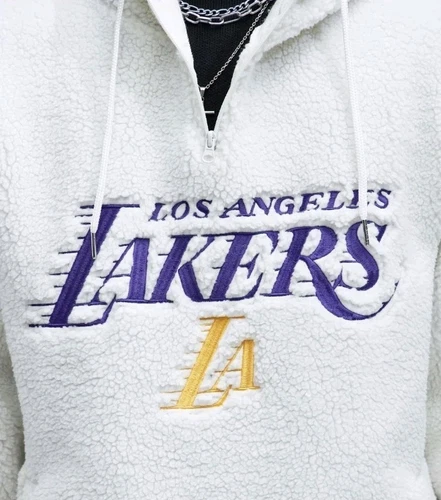 Lakers NBA Sherpa Hooded Sweatshirt, White, Size L - photo 3