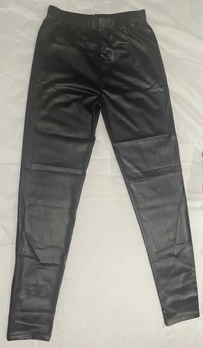 Vitalia lady leather pants shiny black with spring at the waist - photo 2