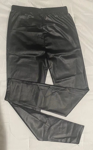 Vitalia lady leather pants shiny black with spring at the waist - photo 3