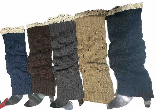 Textured Leg Warmers Ribbed Cable Knit Various Colors One Size - photo 3