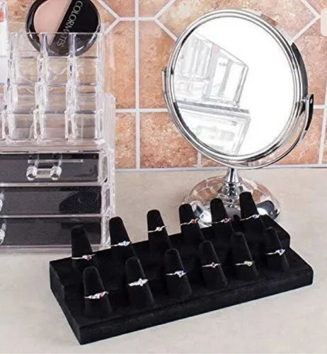 12 Finger Black Velvet Ring Showcase Counter Top Display - photo 4