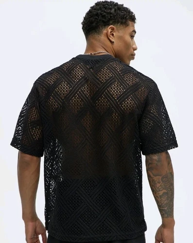 Fulton Crochet Knit Tee - Black Size L - photo 4