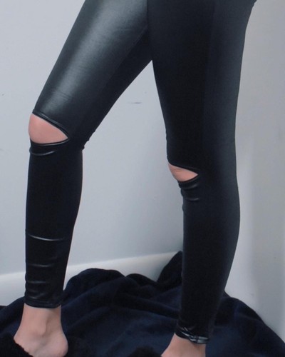 AZZ trading women's leather type pants, black Size XL