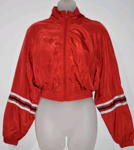 New Look Crop Red Full Zip Long Sleeve Jacket Size M