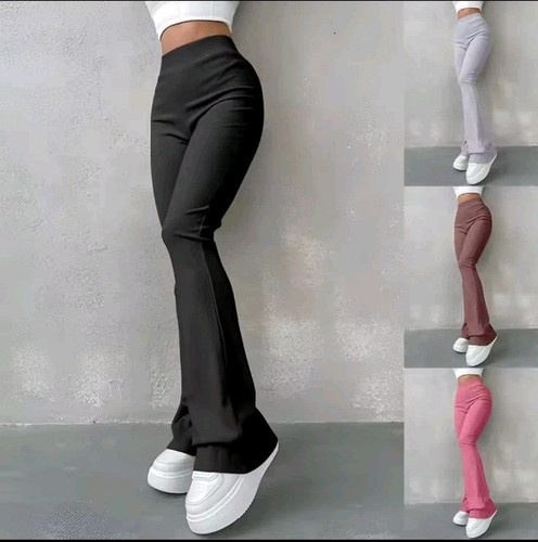 Women's Sexy Skinny Pants, Ribbed Solid Color, Size XL