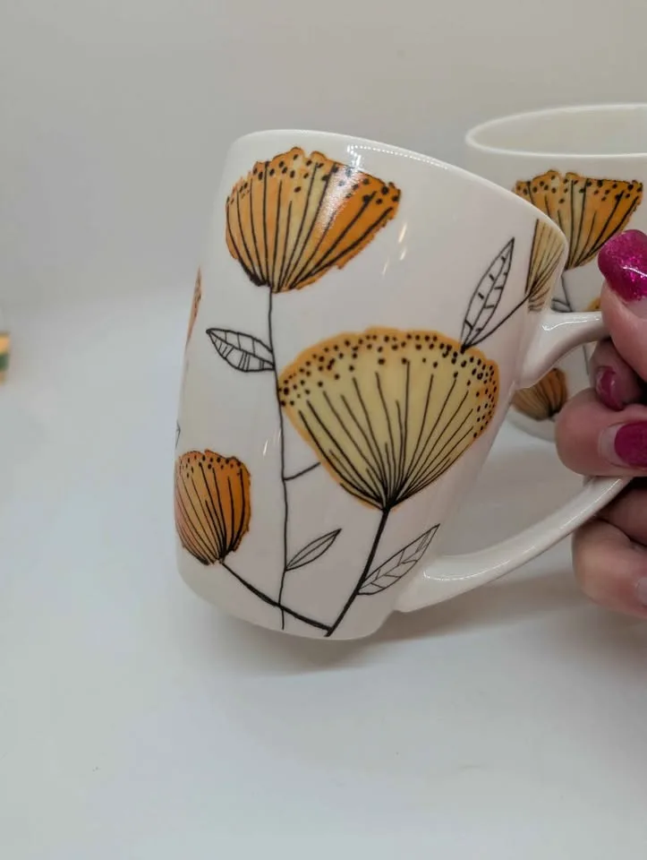 Pair of Stylized Floral Mugs image indicator(3)