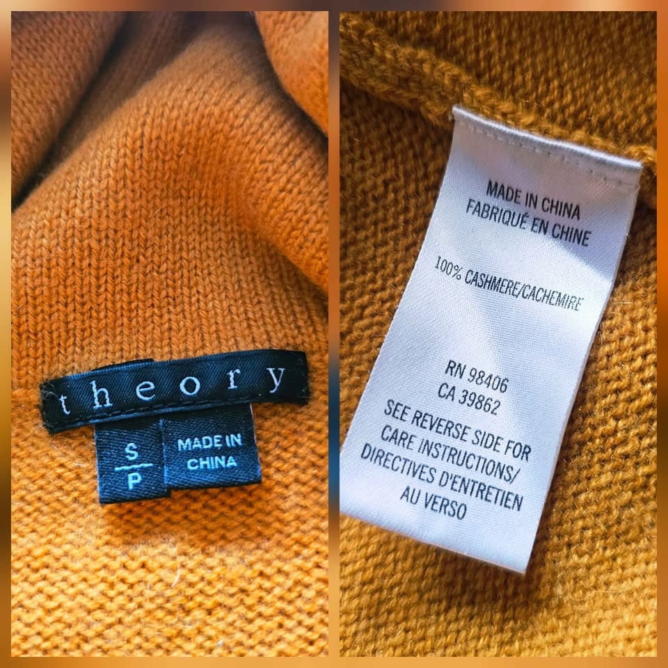 100% Cashmere Theory Turtleneck Cowl Neck Sweater Mustard Yellow - photo 3