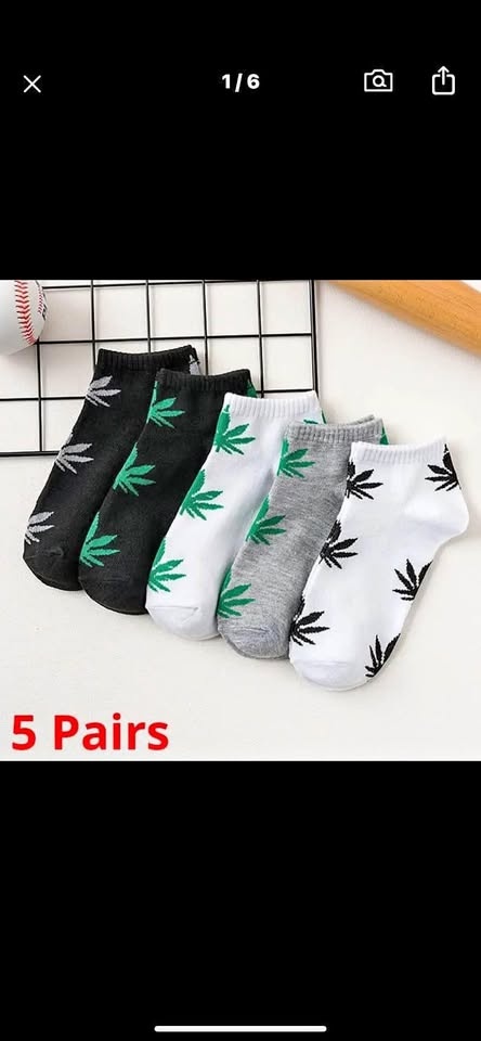 paquete de 5 pares medias cortas con diseño ,unisexo...
