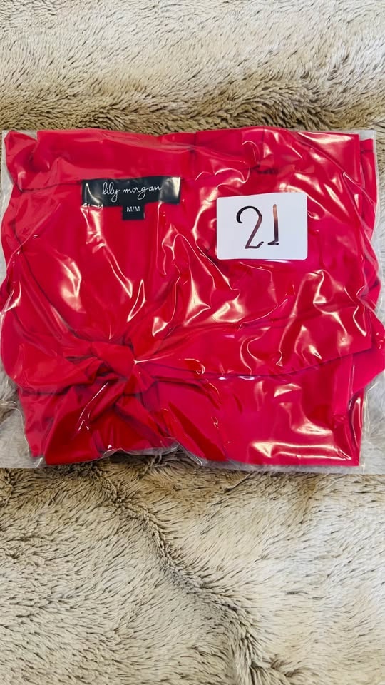 Red Tie-Neck Blouse – Size M - photo 5