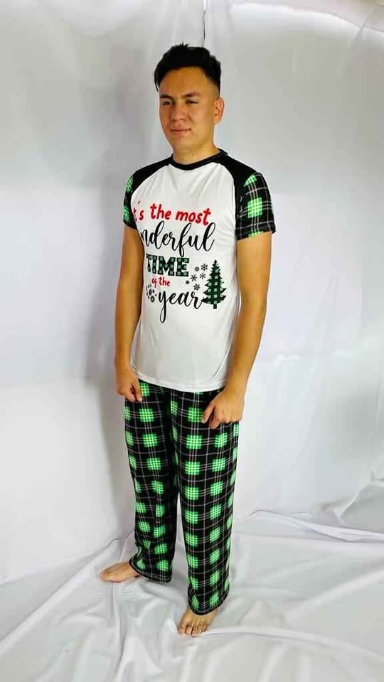 Colombian peach skin Christmas pajamas for men and women, sizes