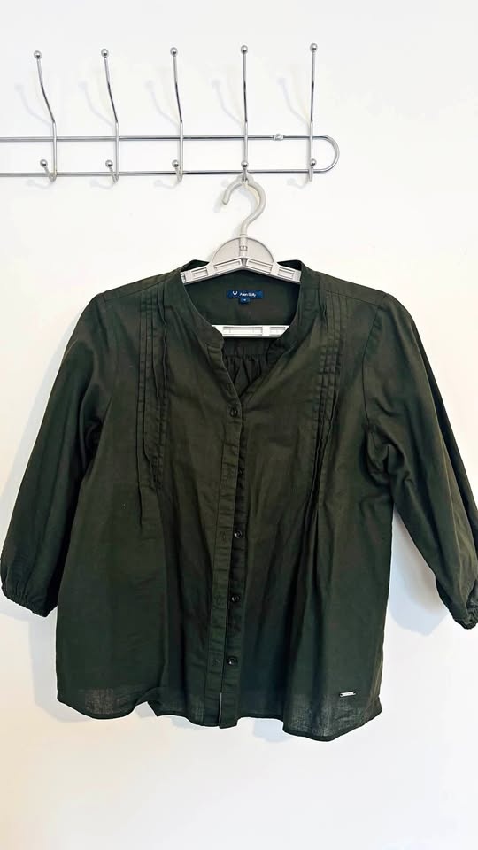 Allen Solly Olive Green Pleated Blouse M