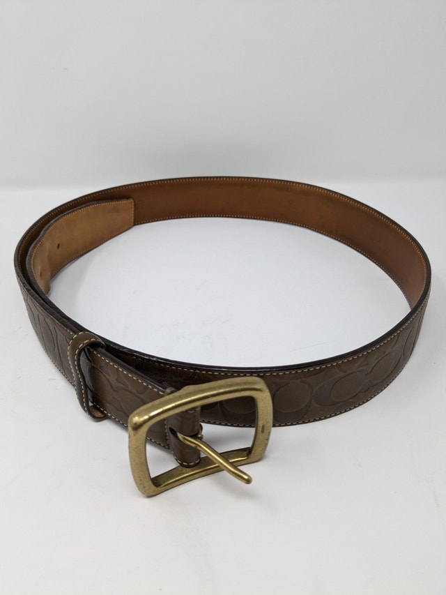 Coach Monogram Leather And Fabric Belt
