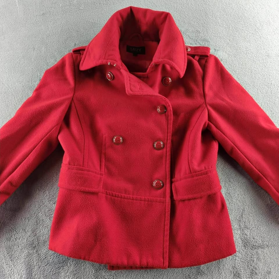 Women's Red Suzy Shier Peacoat (Size L)