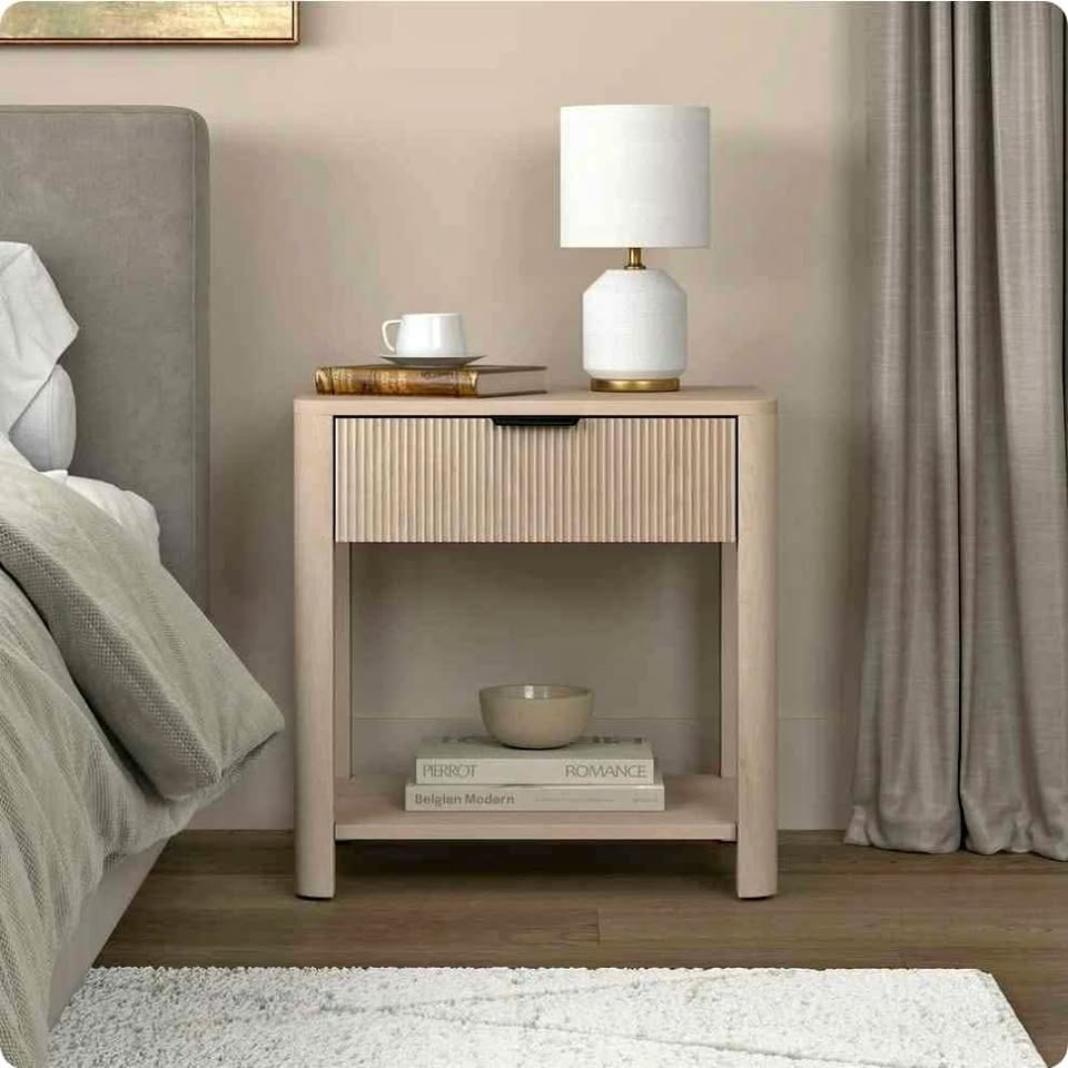 Pair (2) ofPomona Wide Fluted Nightstands in Alder White