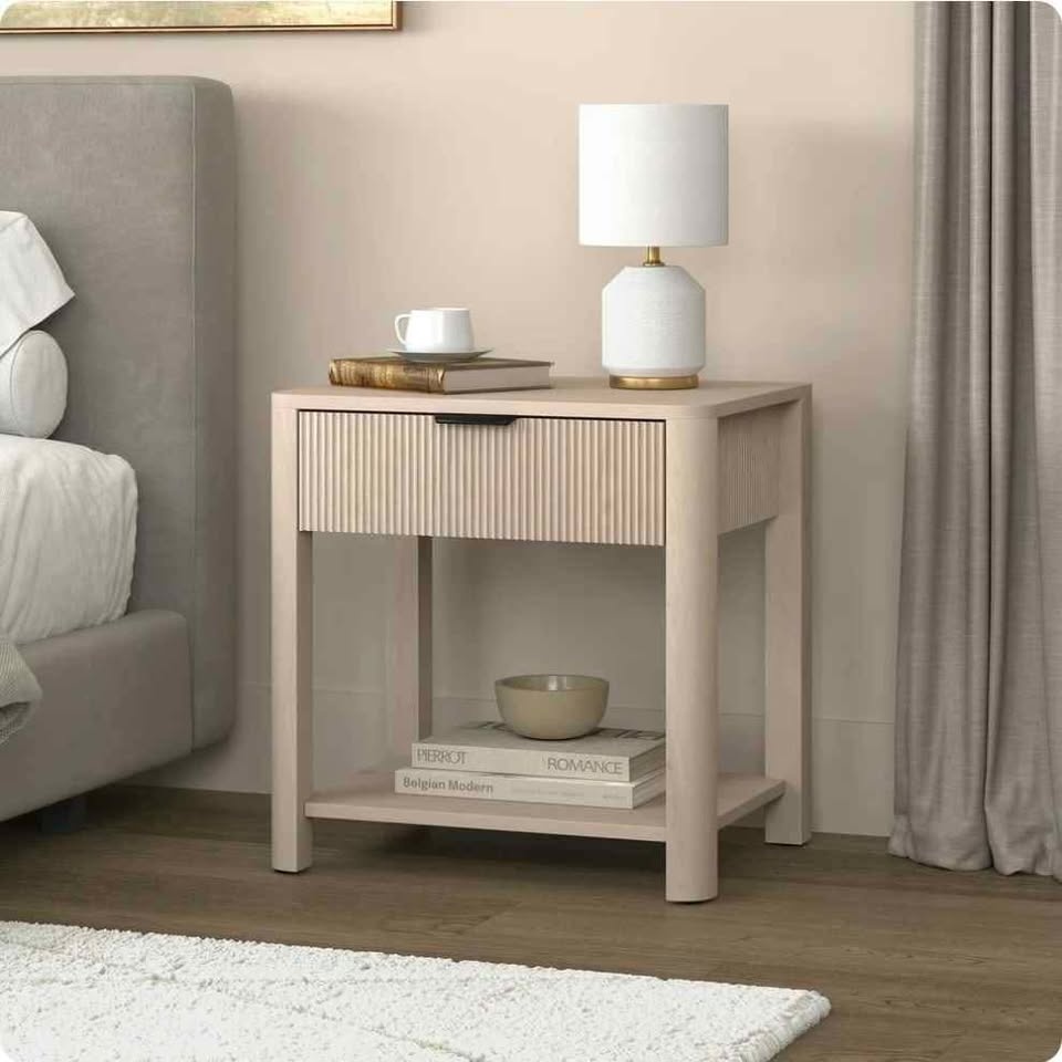 Pair (2) ofPomona Wide Fluted Nightstands in Alder White - photo 2