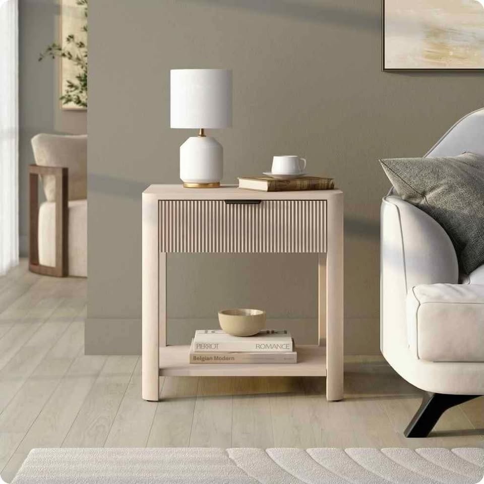 Pair (2) ofPomona Wide Fluted Nightstands in Alder White - photo 4