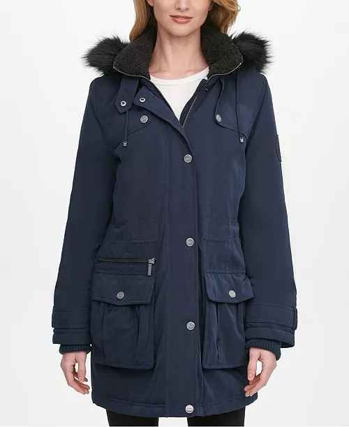 DKNY faux fur hooded anorak coat - photo 2