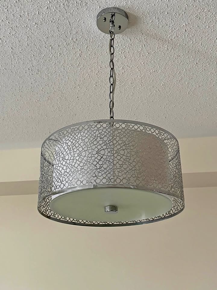 2-Light Chrome Modern/Contemporary Drum Hanging Pendant
