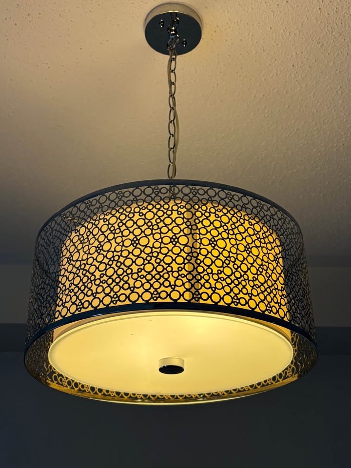 2-Light Chrome Modern/Contemporary Drum Hanging Pendant - photo 2