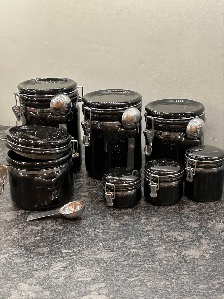 OGGI 7 Piece Canister Set with Spoons BLACK - photo 3
