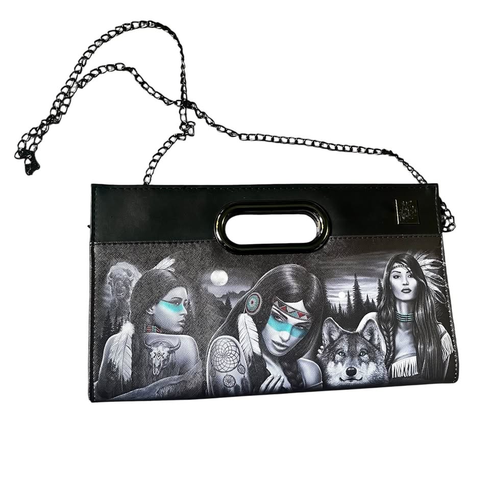 Native Americans print clutch bag