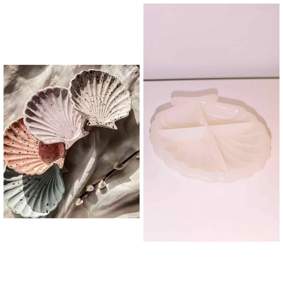 Seashell dish silicone mold for resin and concrete making