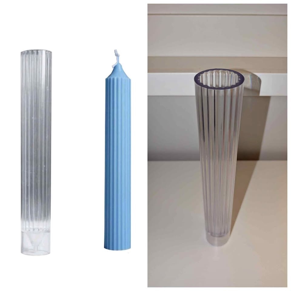 Tall ribbed pillar candle mold