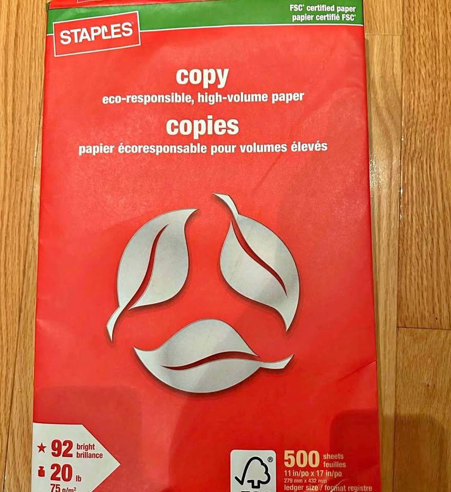 Staples Copy Paper – 11 x 17 (Tabloid) – 500 Sheets