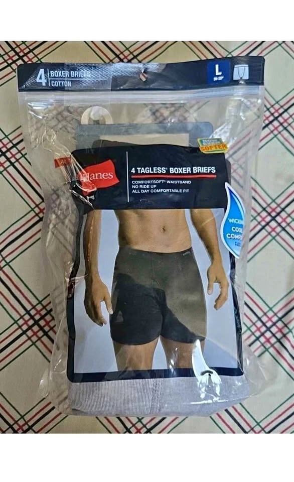Hanes Boxer Briefs Mens Size L 36-38 4 Pack