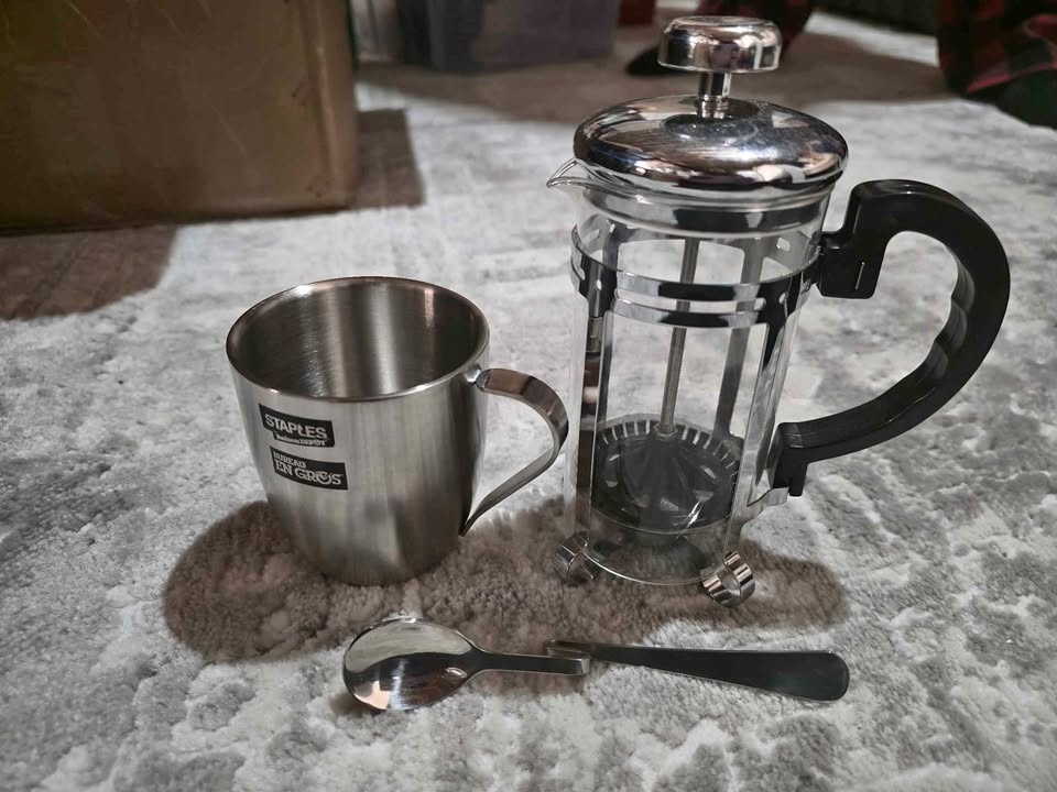 French press with mug