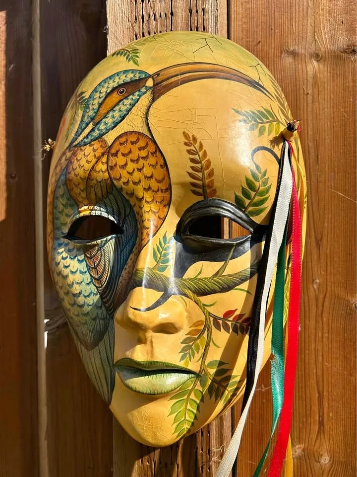 Tonala Pottery Mexico 12” Hand-Painted Wall Mask thumbnail